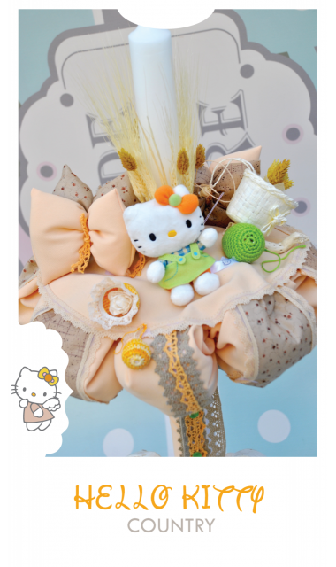 Lumanare de botez pentru fetite cu Hello Kitty, 65x4cm, Country Kitty  6